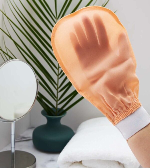 Silk Exfoliating Glove - Silk and Pink